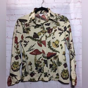 RETRO 1970’S SHIRT W/ FUNKY MUSHROOM ALLOVER PRINT Sz M